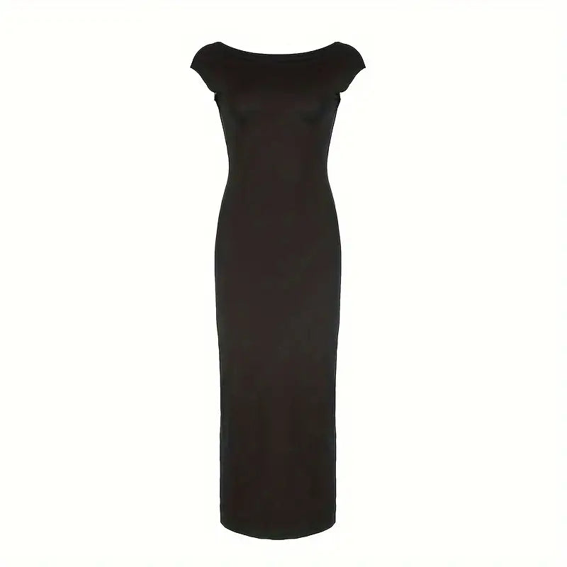 Black Minimalist Bodycon Maxi Dress